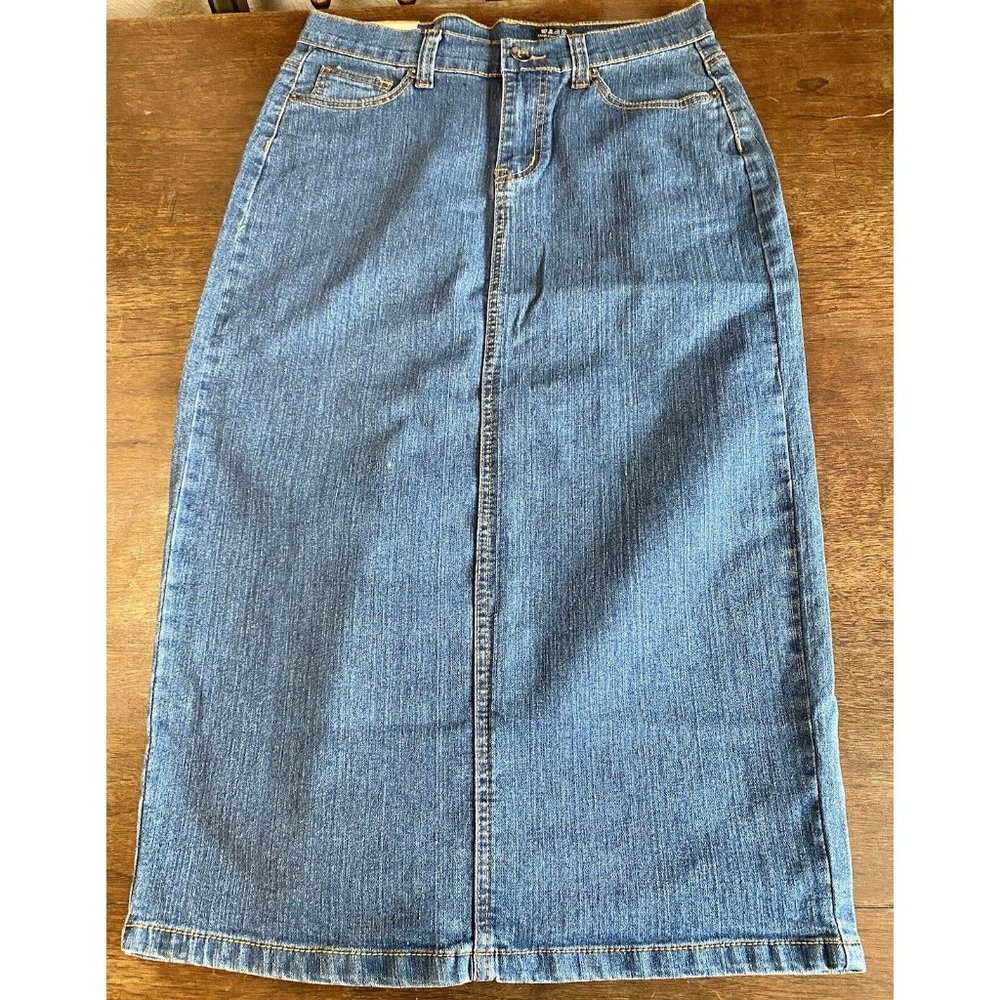 Halcyon Denim Skirt W/ Back Slit New With Tags Size‎ 7/8